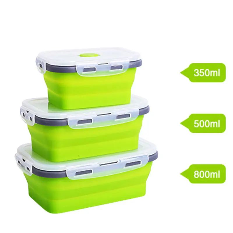 Collapsible Silicone Bento Lunch Box Portable Food Storage Container For Home Travel 2