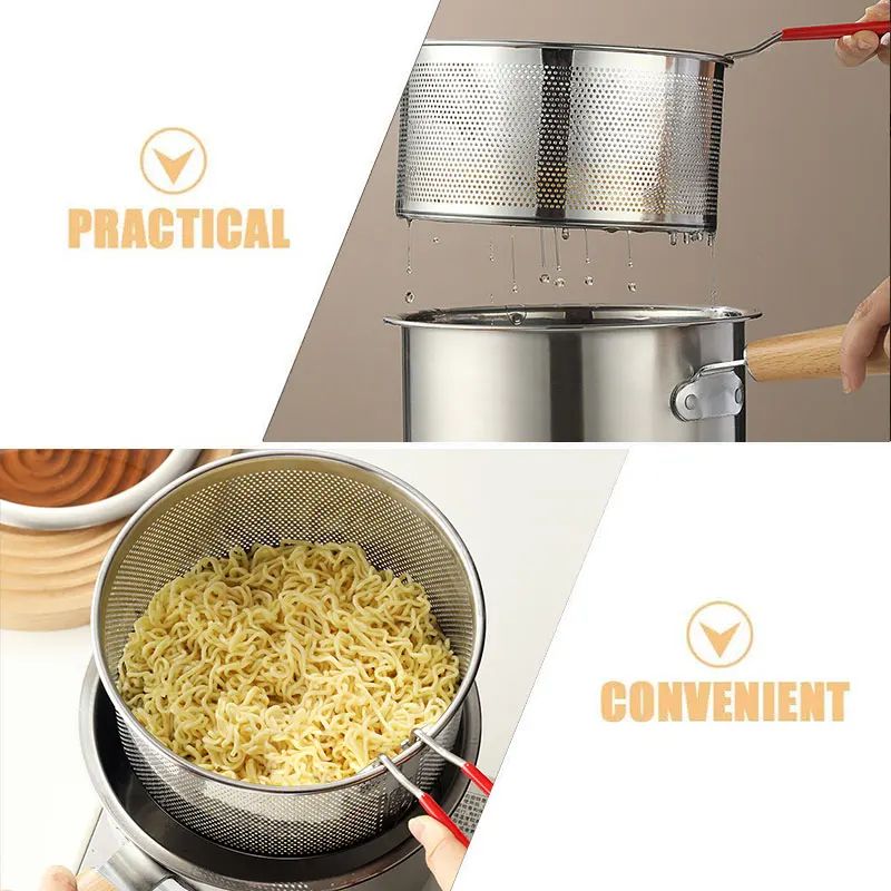 20cm Stainless Steel Deep Fryer Pot With Basket InductionSafe Mini Frying Soup Pot 2