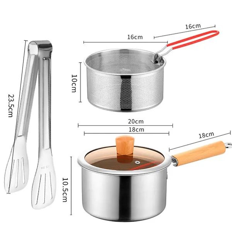 20cm Stainless Steel Deep Fryer Pot With Basket InductionSafe Mini Frying Soup Pot 5