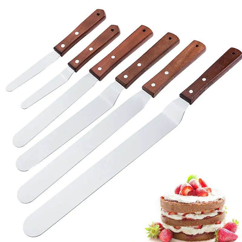 Stainless Steel Cake Icing Spatula With Wooden Handle Professional Frosting Knife 412 Inch Options 0