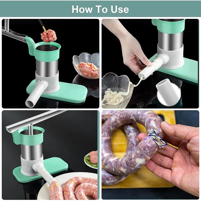 Manual Sausage Stuffer Machine With 4 Tubes Vertical Meat Stuffer For Home Sausage Making 1