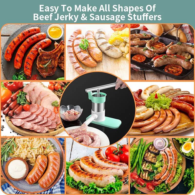 Manual Sausage Stuffer Machine With 4 Tubes Vertical Meat Stuffer For Home Sausage Making 2