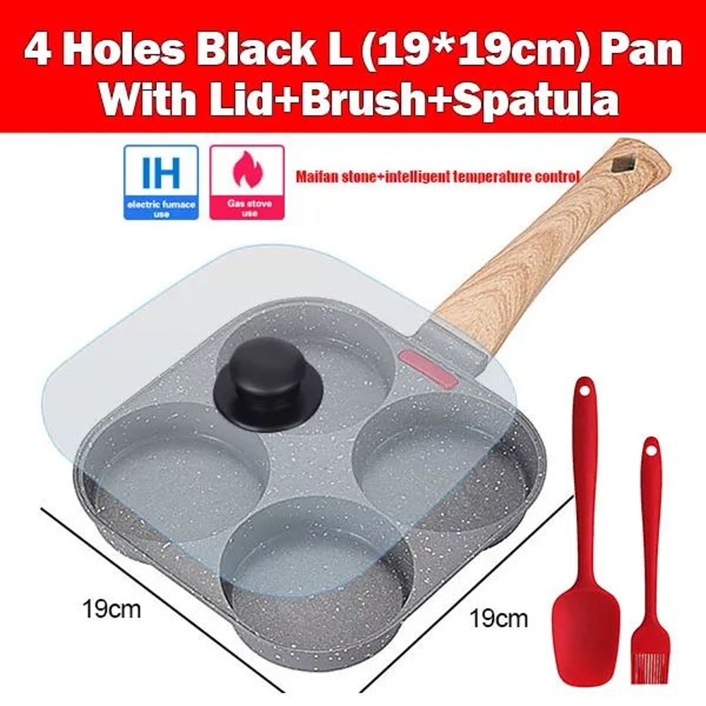 4Cup Nonstick Omelet Egg Frying Pan With Lid Thickened Breakfast Pancake Skillet 2