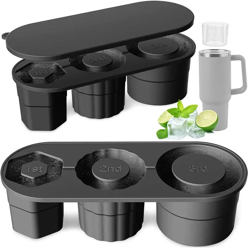 Stanley Tumbler Ice Cube Tray With Lid Silicone Ice Mold For 20oz 30oz 40oz Cups 0
