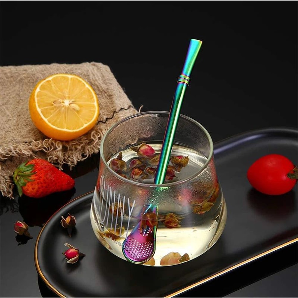 Stainless Steel Yerba Mate Bombilla Set Tea Infuser Straw With Cleaning Brush 2 Pcs 3