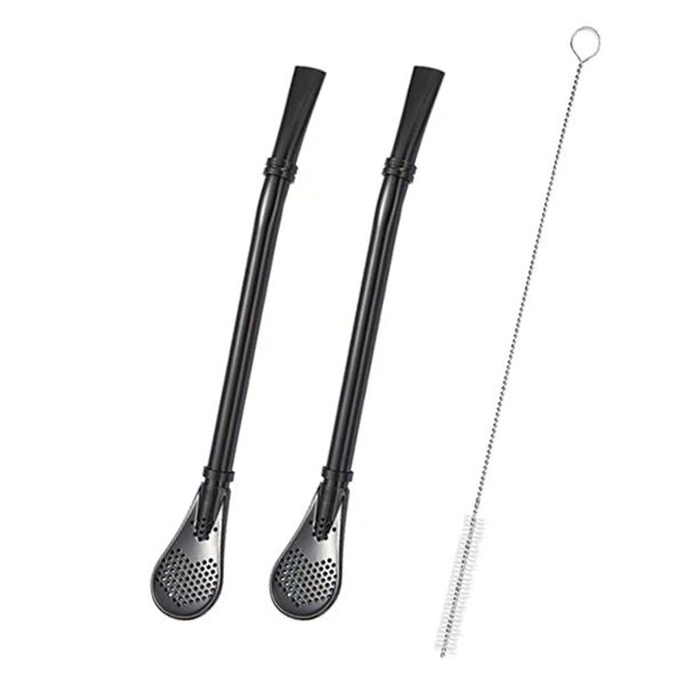Stainless Steel Yerba Mate Bombilla Set Tea Infuser Straw With Cleaning Brush 2 Pcs 4