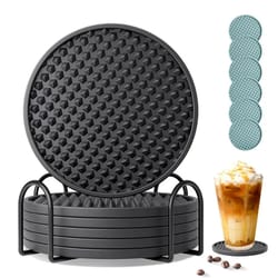 silicone drink coasters set of 6 with holder – non-slip table protection coasters