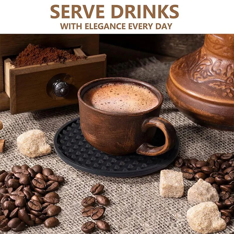 Silicone Drink Coasters Set Of 6 With Holder NonSlip Table Protection Coasters 2