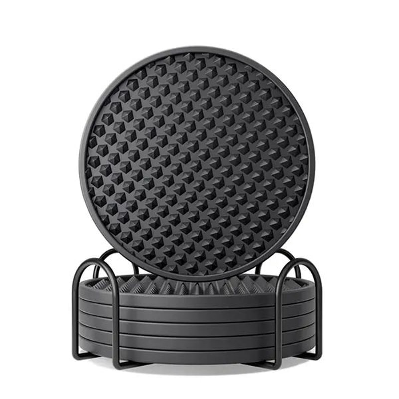 Silicone Drink Coasters Set Of 6 With Holder NonSlip Table Protection Coasters 3