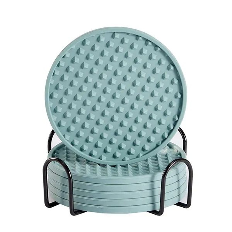 Silicone Drink Coasters Set Of 6 With Holder NonSlip Table Protection Coasters 4