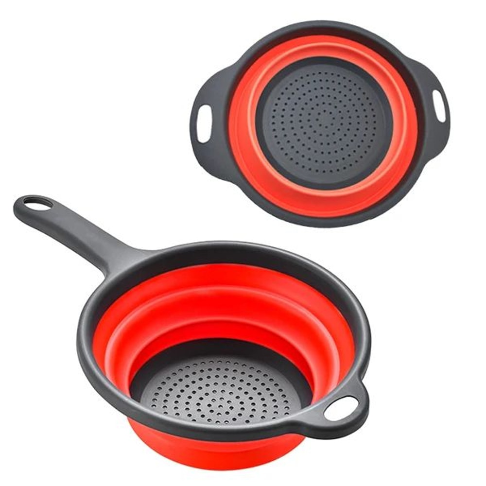 Foldable Silicone Colander Set Collapsible Fruit Vegetable Strainers With Handles 2Pack 4