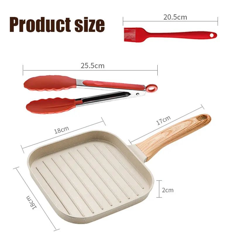 Nonstick Square Grill Pan 19cm Indoor Steak Grilling Skillet For All Stoves 3