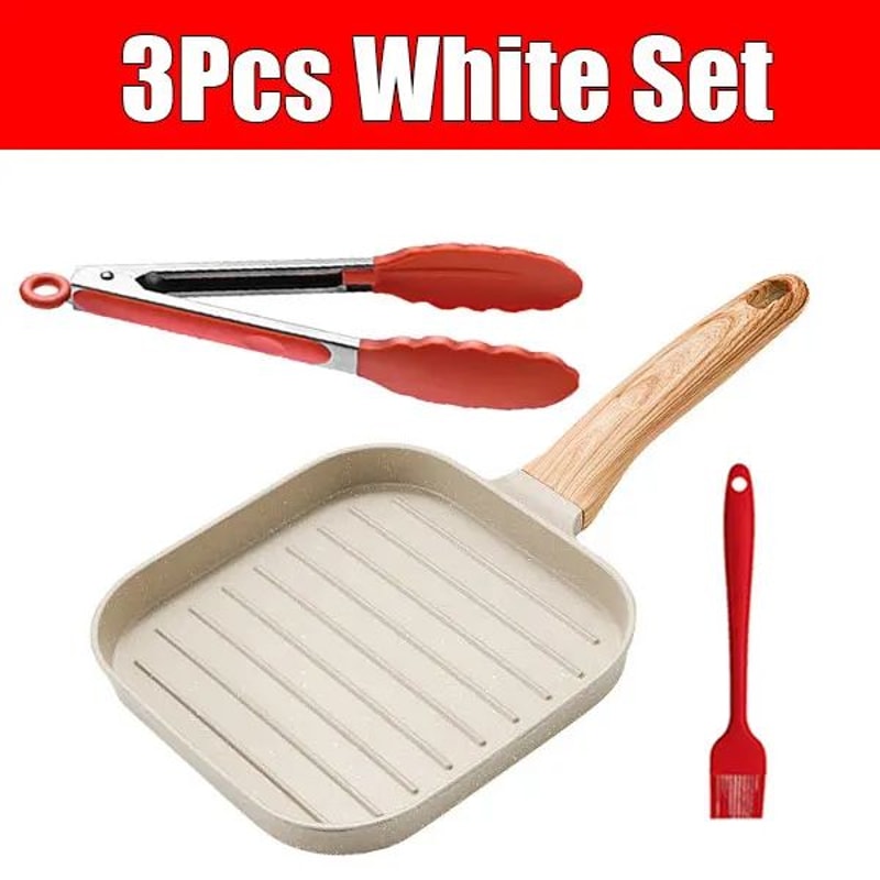 Nonstick Square Grill Pan 19cm Indoor Steak Grilling Skillet For All Stoves 7