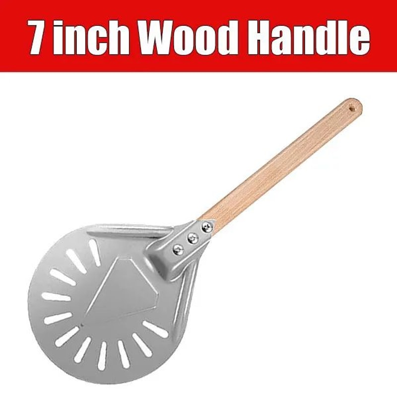 Perforated Aluminum Pizza Turning Peel Round Pizza Peel Turner With Long Handle 7912 Inch 6