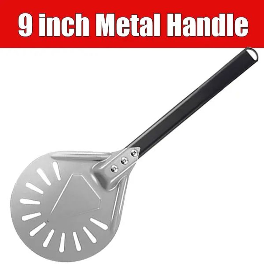 Perforated Aluminum Pizza Turning Peel Round Pizza Peel Turner With Long Handle 7912 Inch 7