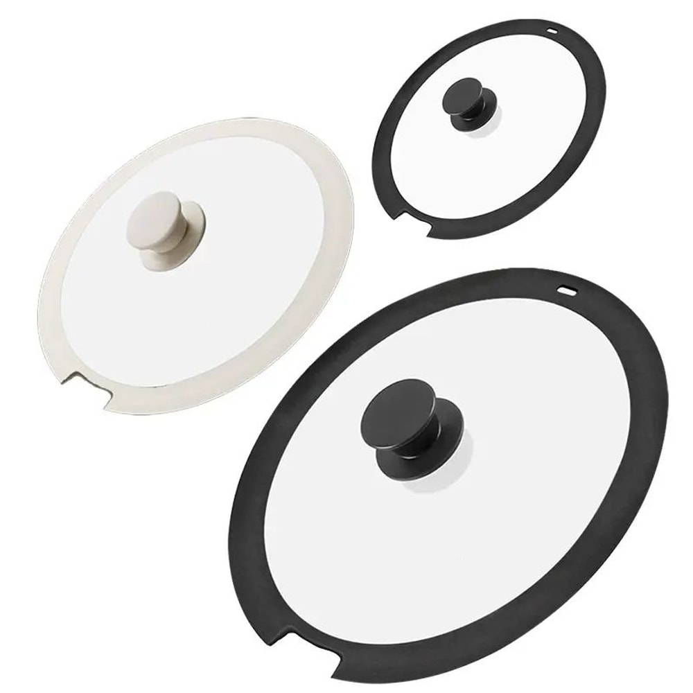 Universal Tempered Glass Pot Lid With Silicone Rim Spill Stopper Replacement Pan Lid 1826cm 0