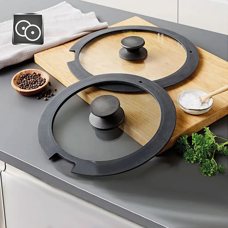 Universal Tempered Glass Pot Lid With Silicone Rim Spill Stopper Replacement Pan Lid 1826cm 3