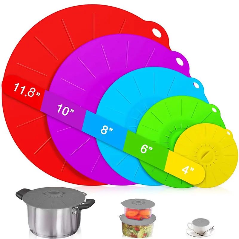 Reusable Silicone Stretch Lids Set HeatResistant Food Covers For Microwave Storage 0