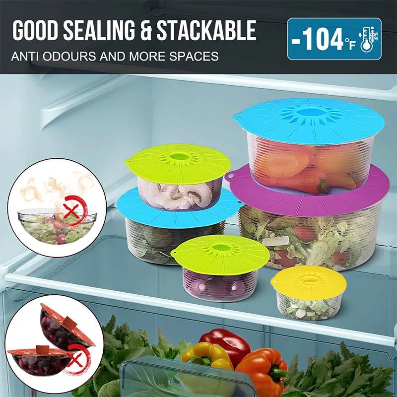 Reusable Silicone Stretch Lids Set HeatResistant Food Covers For Microwave Storage 1