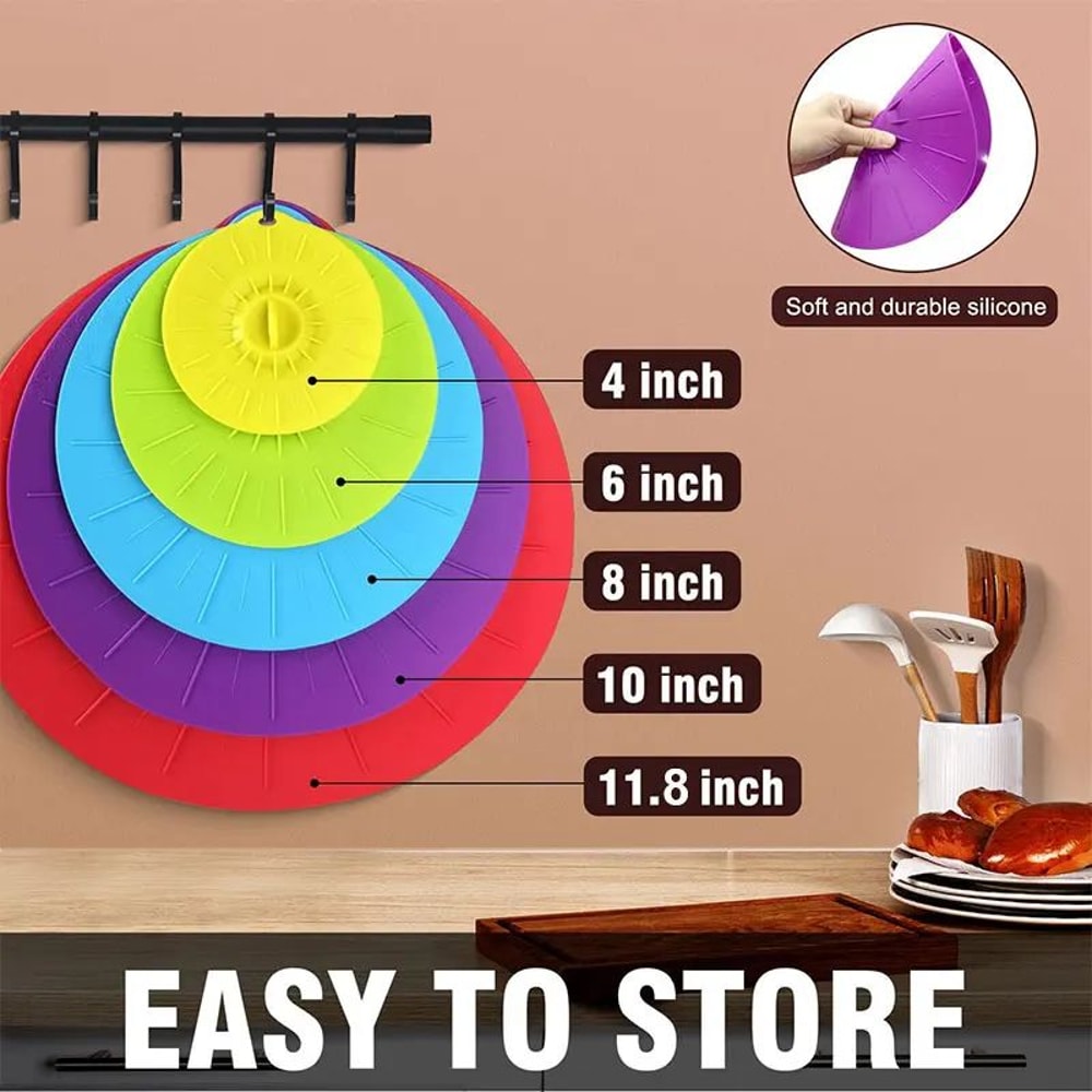 Reusable Silicone Stretch Lids Set HeatResistant Food Covers For Microwave Storage 3