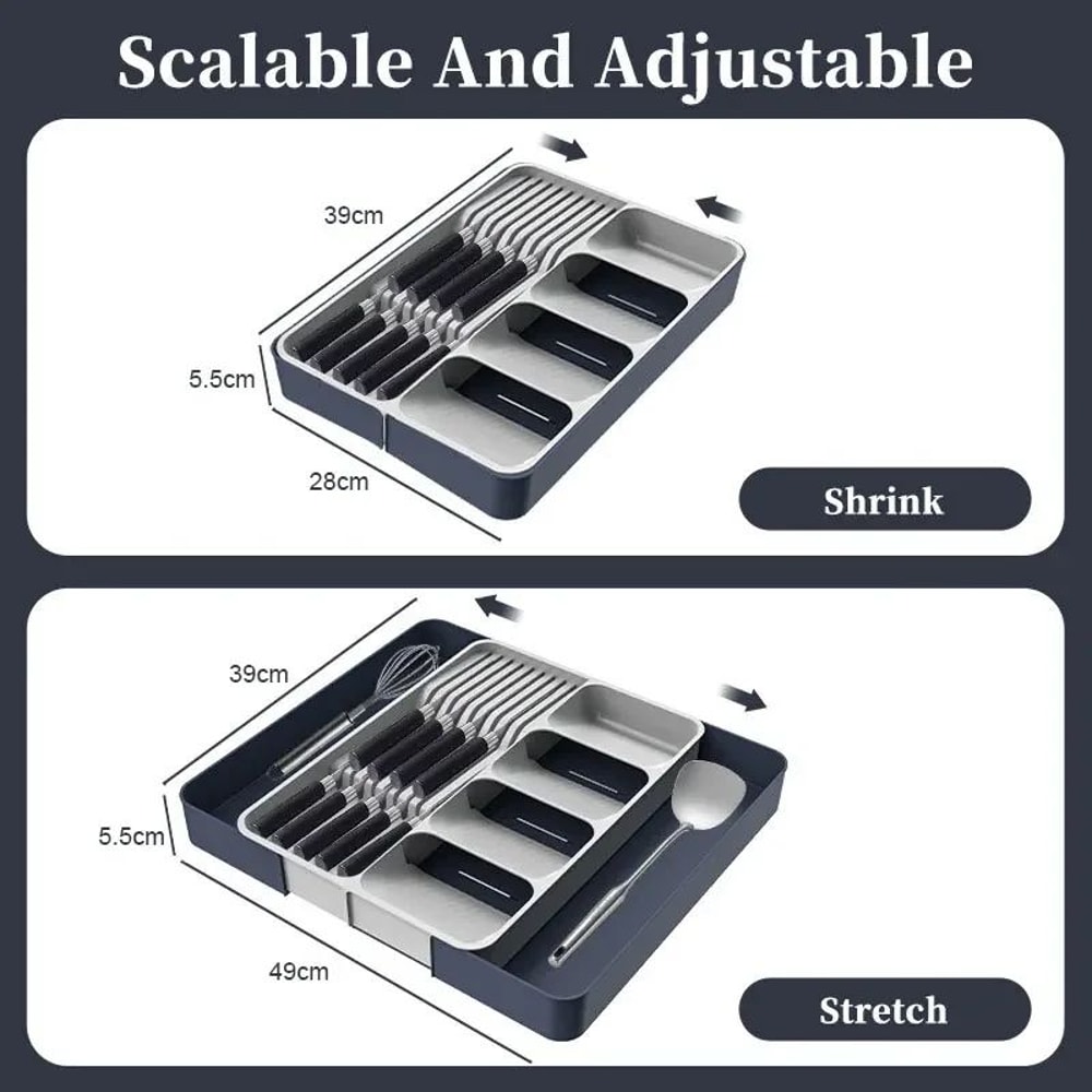 Expandable Silverware Drawer Organizer With Knife Holder Adjustable Cutlery Organizer For Kitchen 1