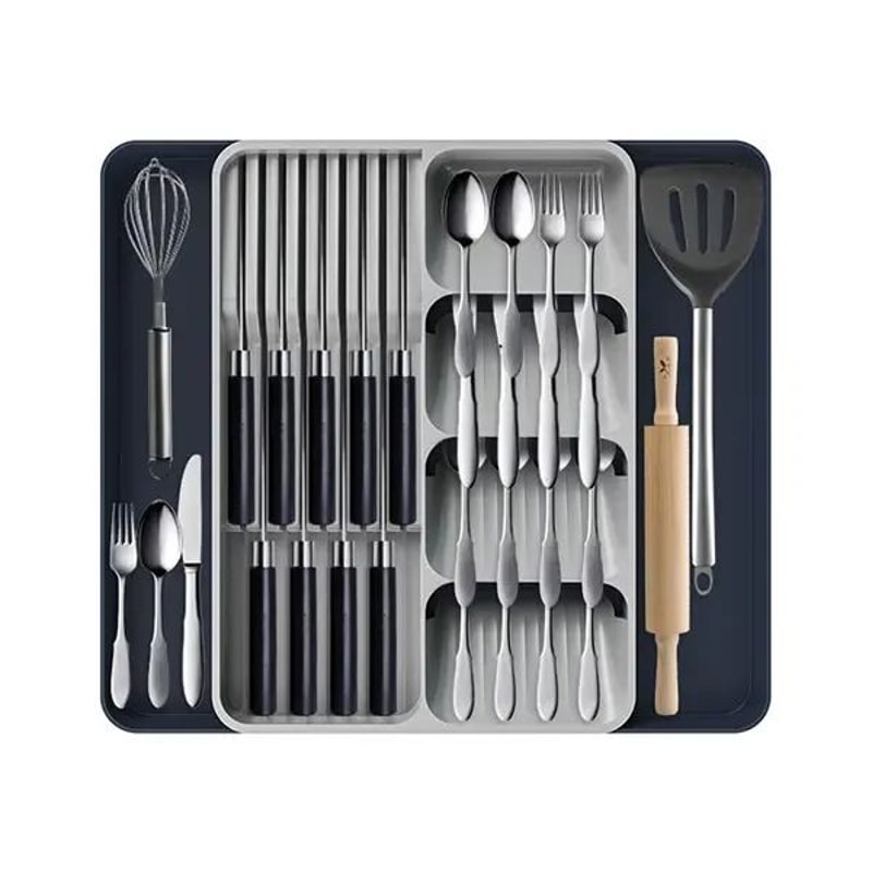 Expandable Silverware Drawer Organizer With Knife Holder Adjustable Cutlery Organizer For Kitchen 2
