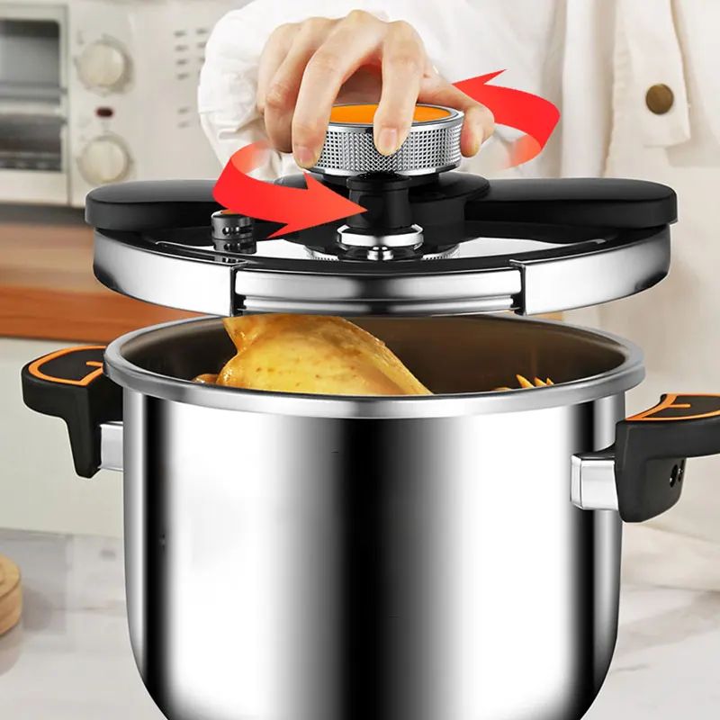 SecureLock Stainless Steel Pressure Cooker OneHand Lock MultiCooker For Gas Induction 4L6L8L 1