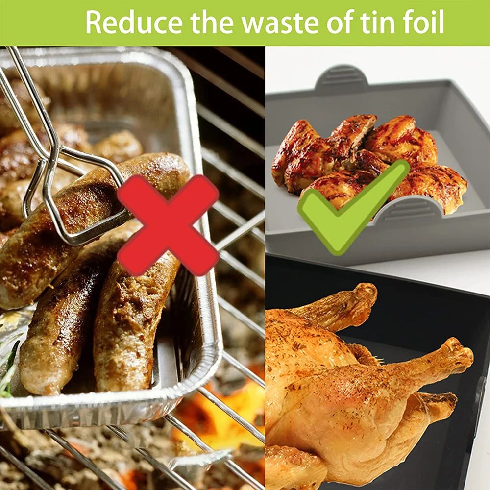 FlexiBake Air Fryer Silicone Baking Pan With Dividers Reusable Nonstick Oven Air Fryer Tray 1