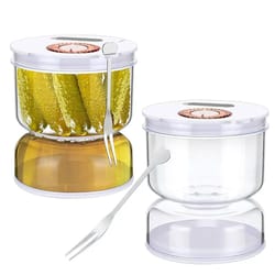 flipfresh pickle jar with strainer – 800ml hourglass olive & cucumber juice separator