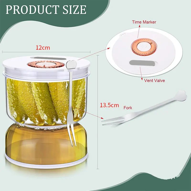 FlipFresh Pickle Jar With Strainer 800ml Hourglass Olive Cucumber Juice Separator 1