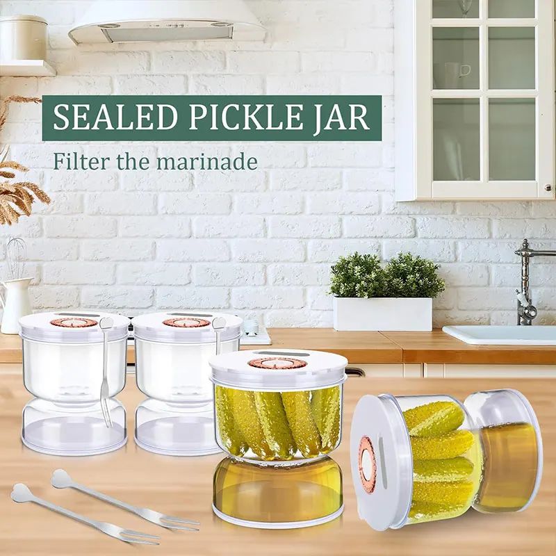 FlipFresh Pickle Jar With Strainer 800ml Hourglass Olive Cucumber Juice Separator 2