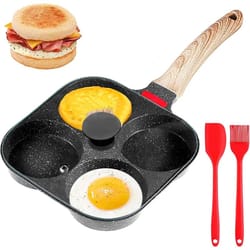 deepened 4-cup nonstick granite omelette pan with lid – healthy breakfast egg cooker skillet