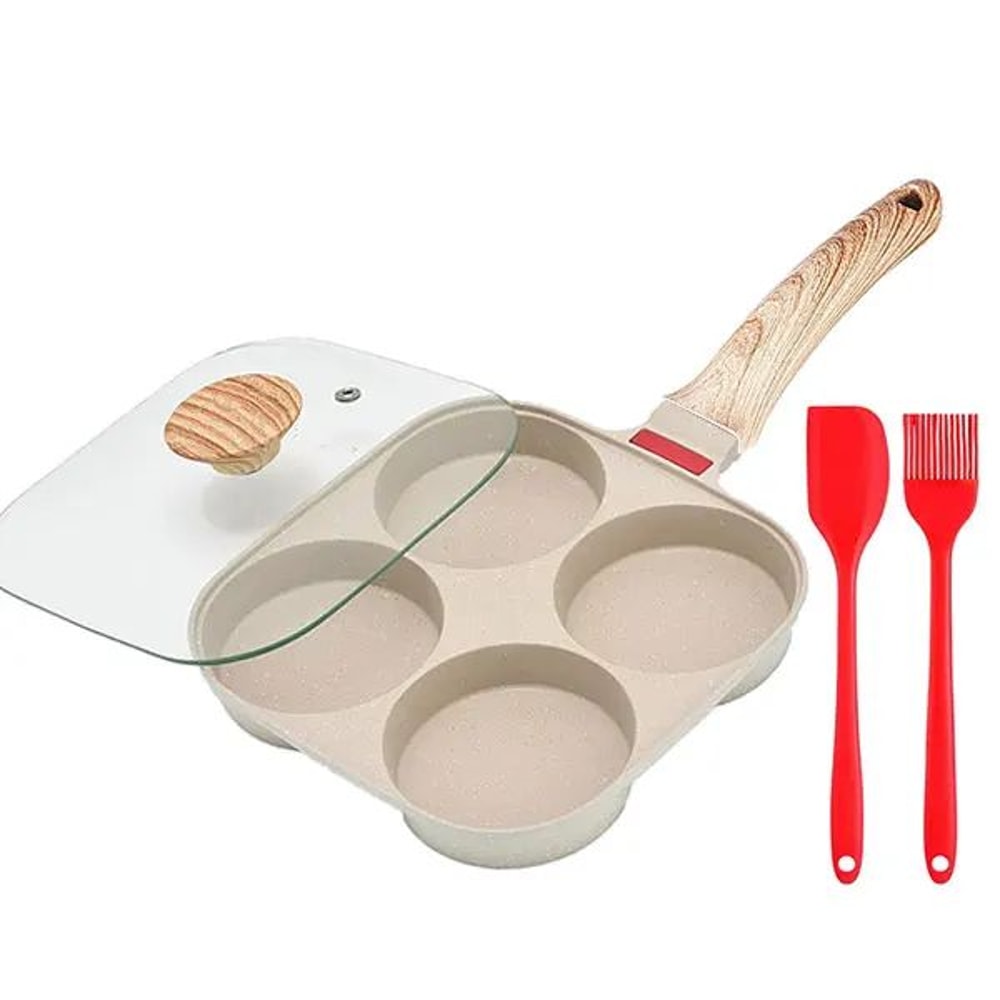 Deepened 4Cup Nonstick Granite Omelette Pan With Lid Healthy Breakfast Egg Cooker Skillet 3