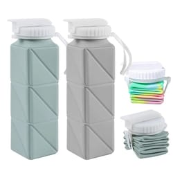 620ml collapsible silicone water bottle with straw lid – leakproof bpa-free travel bottle