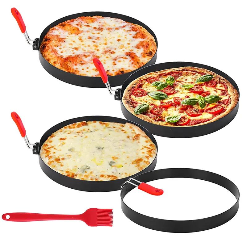 8Inch Omelette Rings Pancake Molds Large Stainless Steel Egg Ring Set With Oil Brush 0