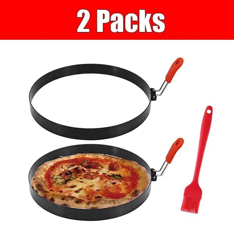 8Inch Omelette Rings Pancake Molds Large Stainless Steel Egg Ring Set With Oil Brush 3