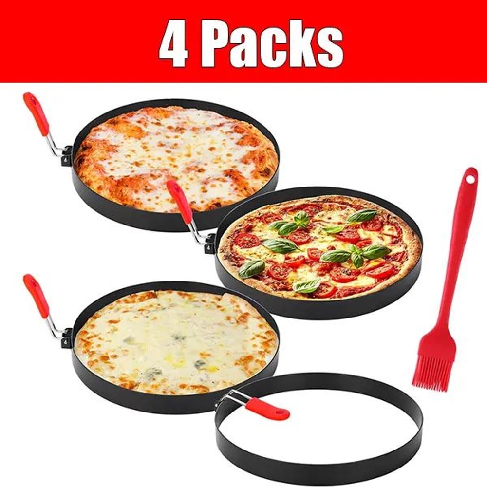 8Inch Omelette Rings Pancake Molds Large Stainless Steel Egg Ring Set With Oil Brush 4