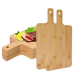 bamboo wooden serving board with handle – pizza & steak cutting board for everyday prep and serving