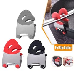 stainless steel pot clip holder with silicone grip – heat-resistant spoon rest clamp
