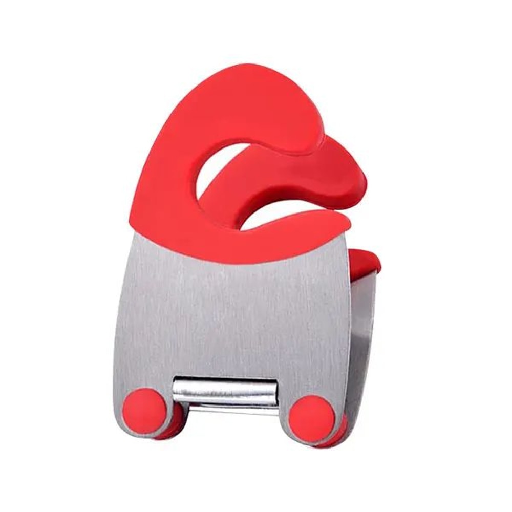 Stainless Steel Pot Clip Holder With Silicone Grip HeatResistant Spoon Rest Clamp 3