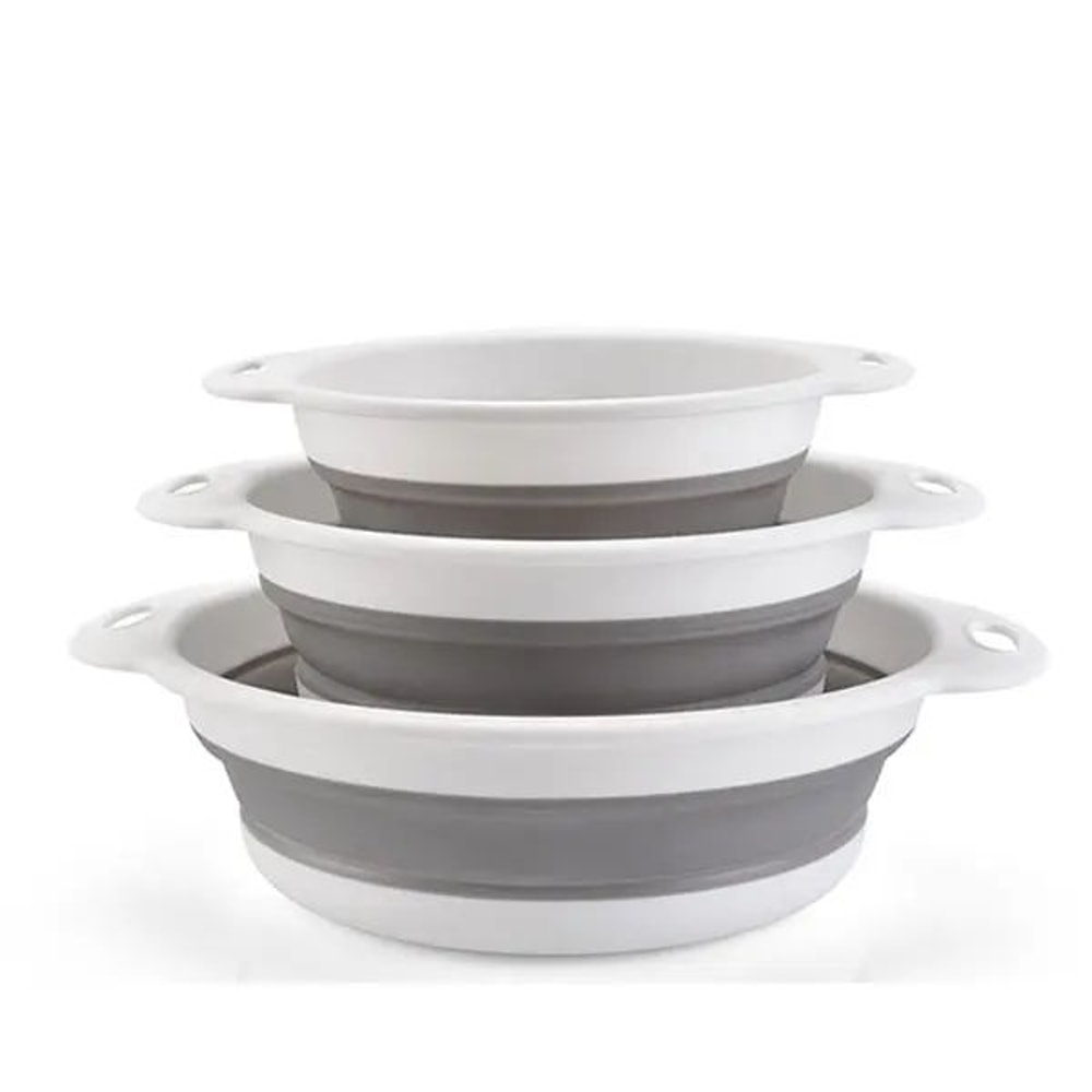 Foldable Collapsible Colander Set With SelfDraining Base SpaceSaving Vegetable Fruit Washing Bask 3