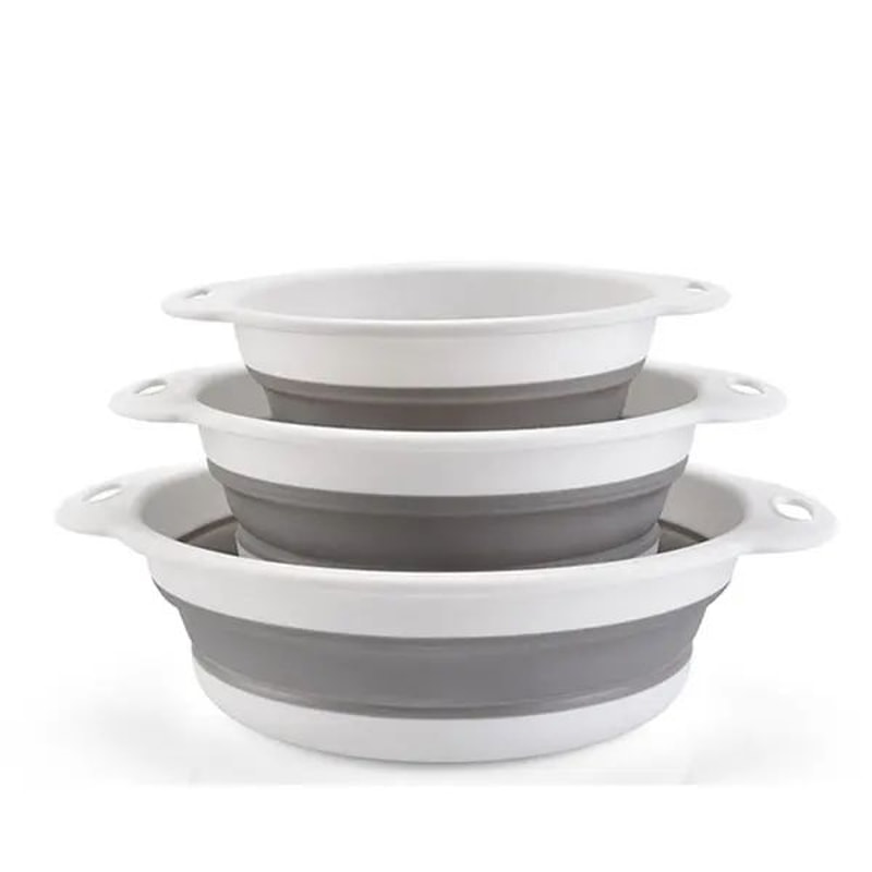 Foldable Collapsible Colander Set With SelfDraining Base SpaceSaving Vegetable Fruit Washing Bask 3