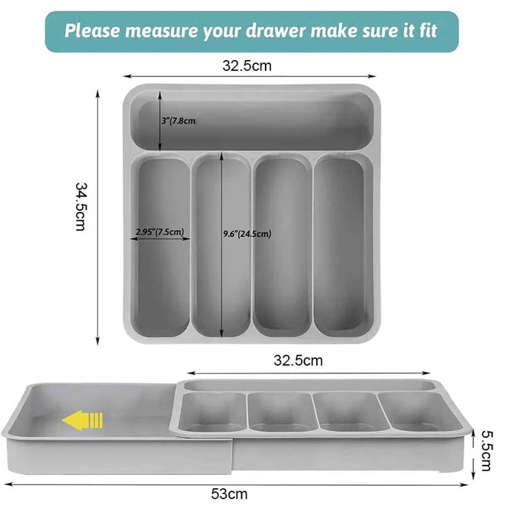 Expandable Cutlery Drawer Organizer Adjustable Kitchen Utensil Tray With 6 Compartments 1