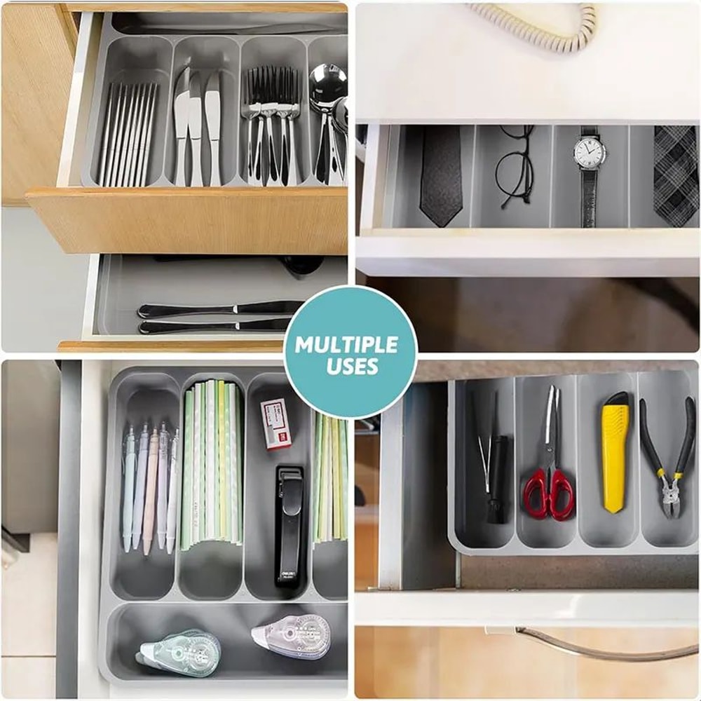 Expandable Cutlery Drawer Organizer Adjustable Kitchen Utensil Tray With 6 Compartments 2