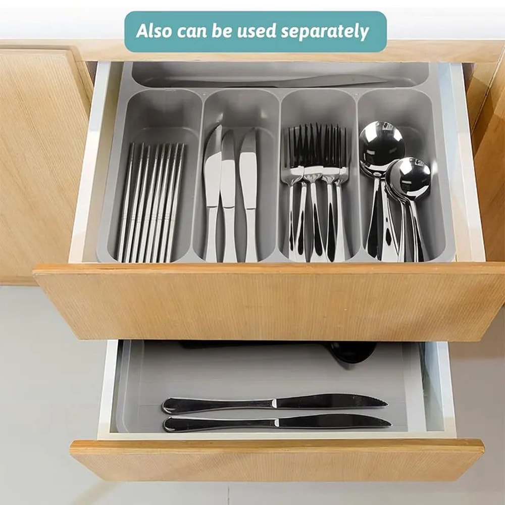 Expandable Cutlery Drawer Organizer Adjustable Kitchen Utensil Tray With 6 Compartments 3