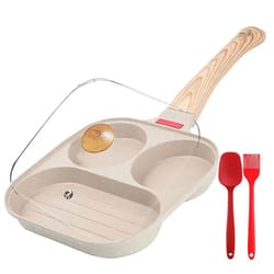 healthy nonstick egg pan with lid – 3-in-1 divided breakfast skillet & omelette pan