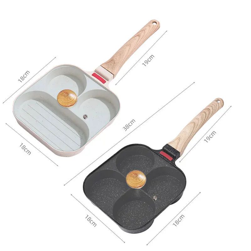 Healthy Nonstick Egg Pan With Lid 3in1 Divided Breakfast Skillet Omelette Pan 2