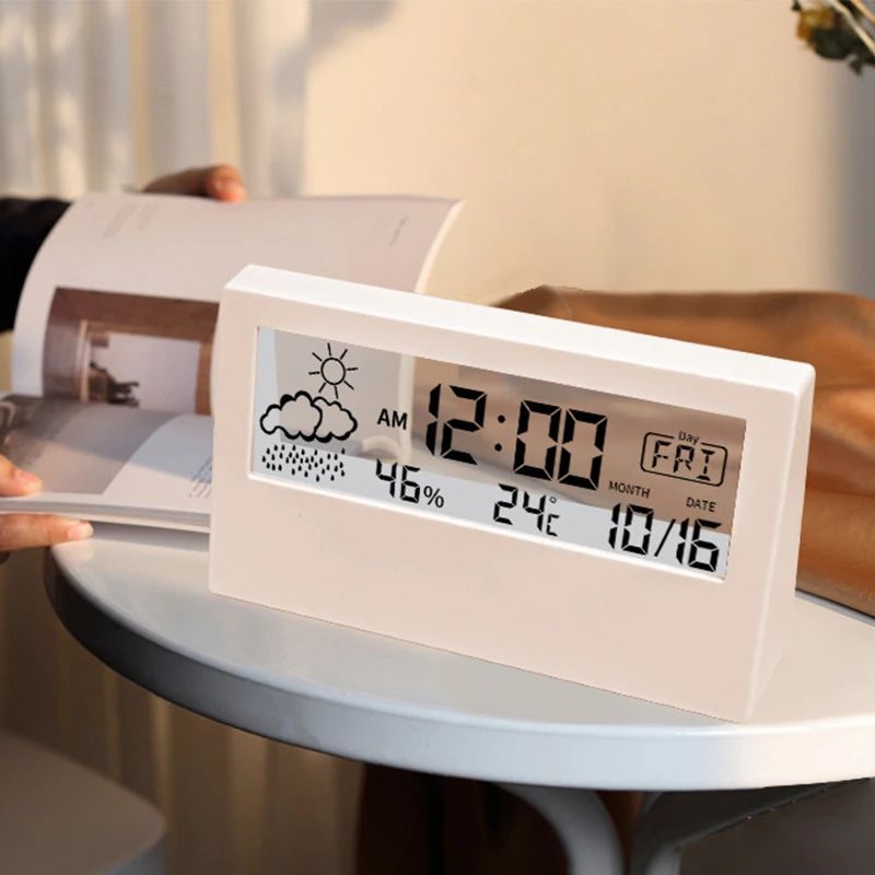 Smart LED Weather Station Clock With Alarm Indoor Temperature Humidity Monitor 1