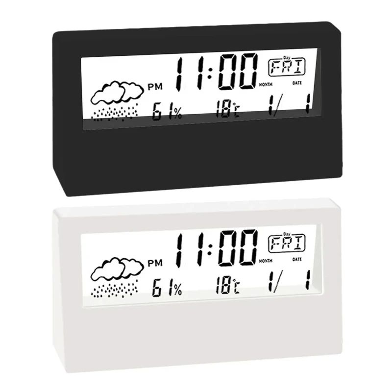 Smart LED Weather Station Clock With Alarm Indoor Temperature Humidity Monitor 2