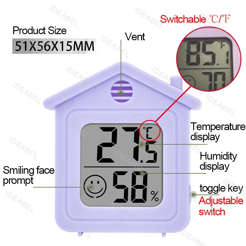 LCD Digital Thermometer Hygrometer Indoor Temperature Humidity Monitor For Home 10